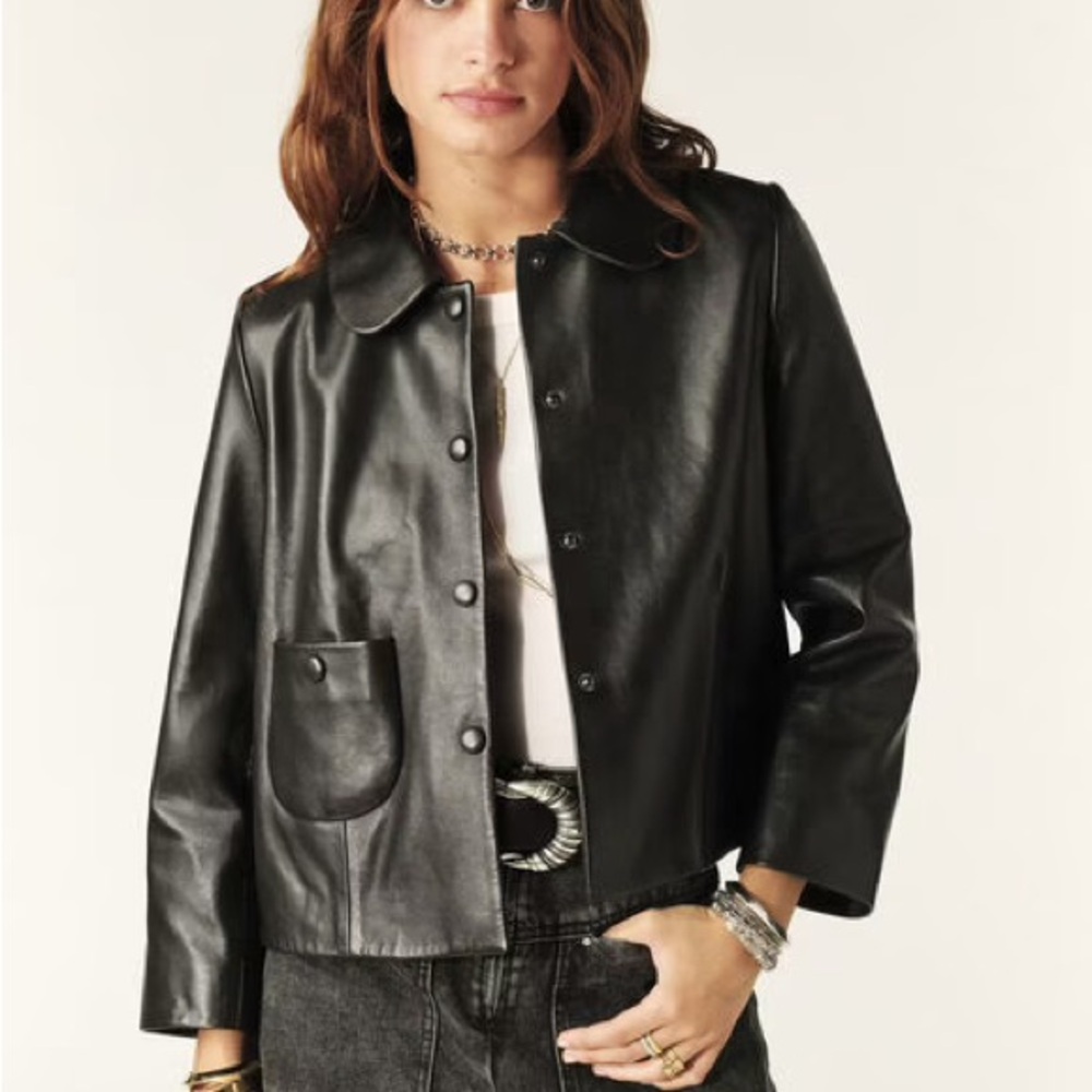 MYLOS Black Leather Jacket from ba&sh